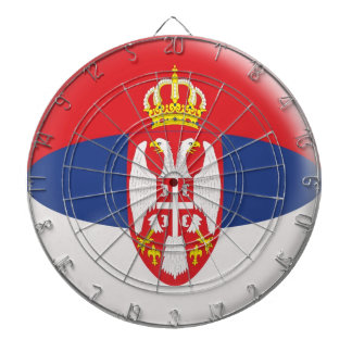 Dartboard with 6 darts Serbia Serbian flag