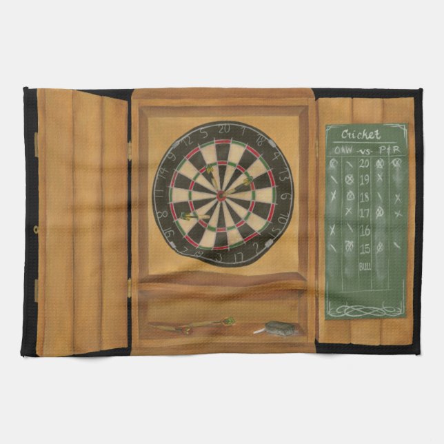 Dartboard with Cricket Scoring Tea Towel (Horizontal)