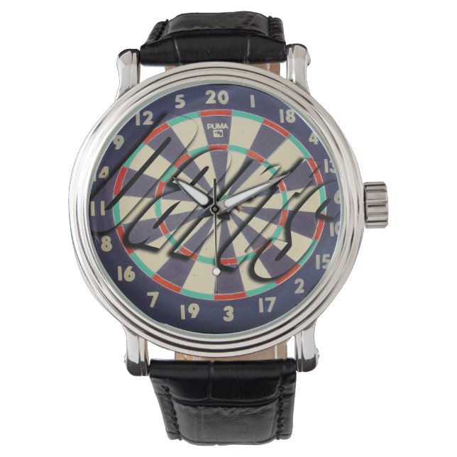 Dartboard With Darts Logo, Watch (Front)