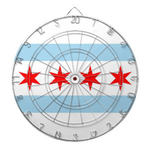Dartboard with Flag of Chicago, Illinois, USA