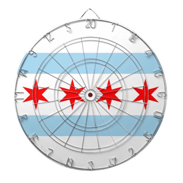 Dartboard with Flag of Chicago, Illinois, USA (Front)