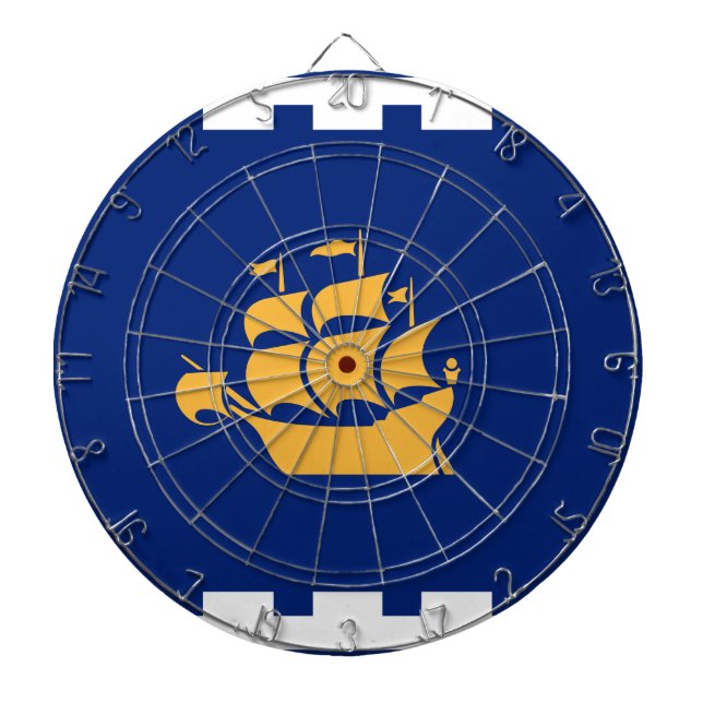 Dartboard with Flag of Quebec City, Canada (Front)
