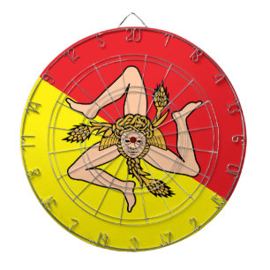 Dartboard with Flag of Sicily, Italy