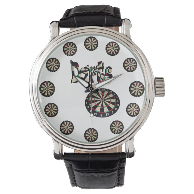 Dartboards And Darts Name, Mens Leather Watch (Front)