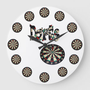 Dartboards And Darts Name, Round Large Wall Clock