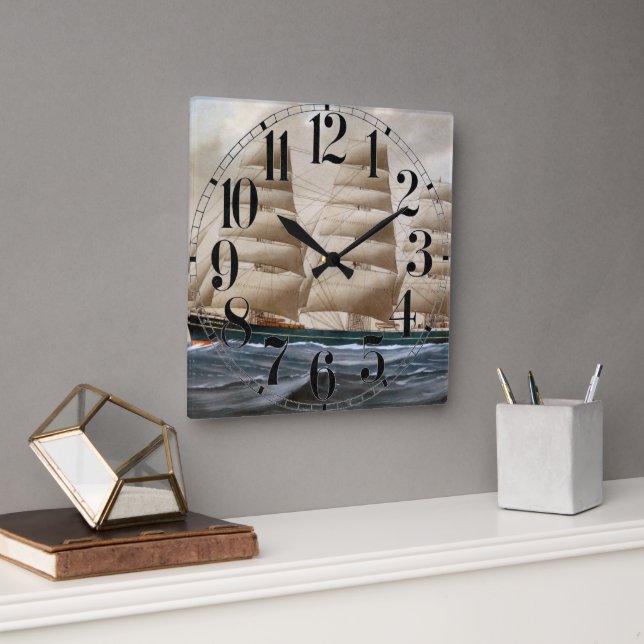 Dartford Sailing ship 1910 Square Wall Clock (Office)