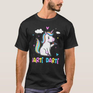 Darti Darti Cute Unicorn Darts Player Darts T-Shirt