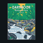 Dartmoor National Park Becky Falls England Postcard<br><div class="desc">Dartmoor National Park vector artwork design. The park is a vast moorland in the county of Devon,  in southwest England. Defined by craggy landscape,  defined by forests,  rivers,  wetlands and tors.</div>