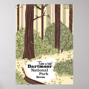 Dartmoor national park, Devon vintage travel Poster