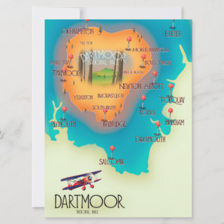 Dartmoor National Park Map Travel poster Invitation