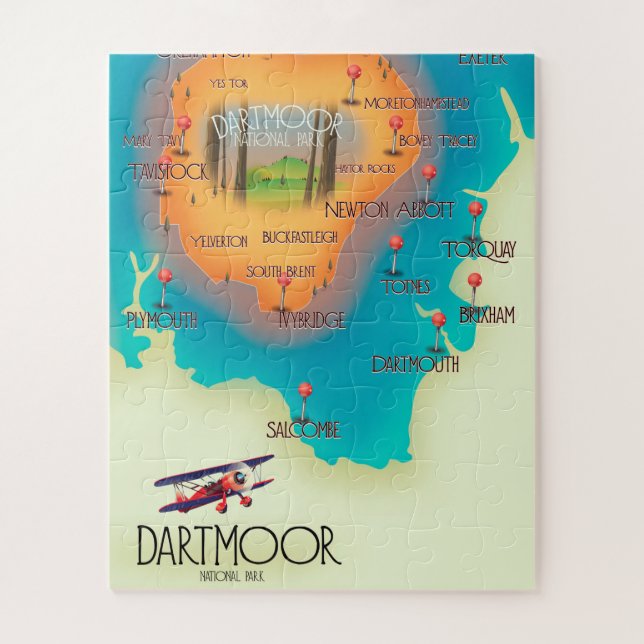 Dartmoor National Park Map Travel poster Jigsaw Puzzle (Vertical)