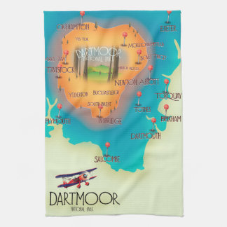 Dartmoor National Park Map Travel poster Tea Towel