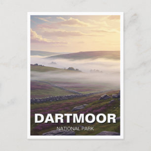 Dartmoor National Park Misty Travel Postcard