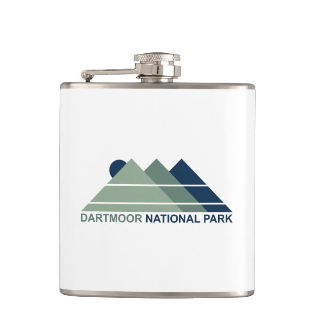 Dartmoor National Park Mountain Sun Hip Flask (Front)
