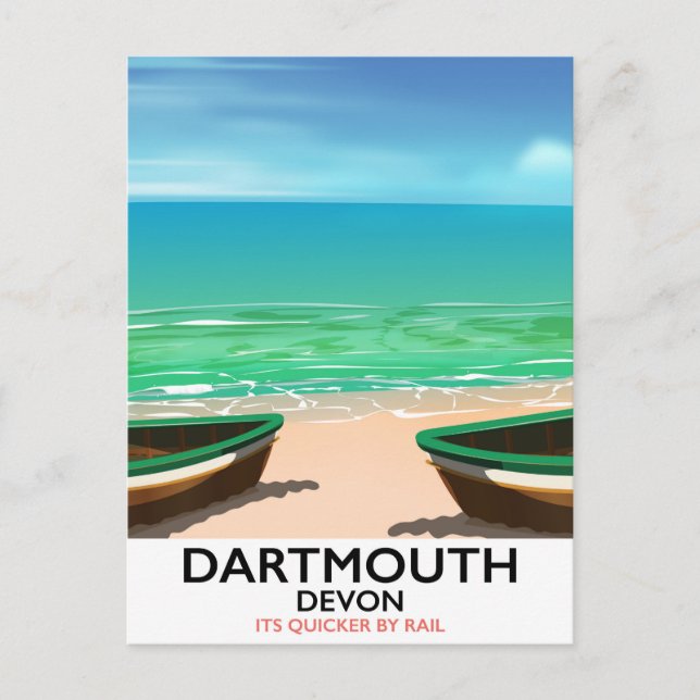 Dartmouth Devon beach poster Postcard (Front)