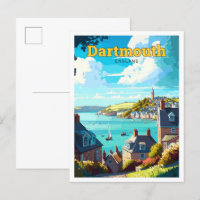 Dartmouth England Travel Vintage Illustration Post