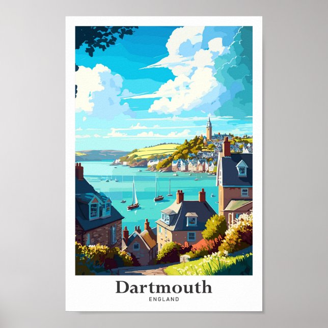 Dartmouth England Travel Vintage Illustration Post Poster (Front)