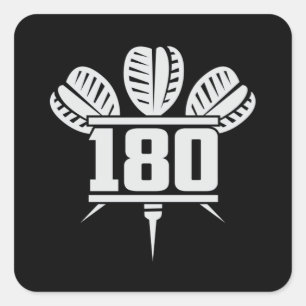 Darts 180 Dart Dartboard Bullseye Arrow Funny Gift Square Sticker