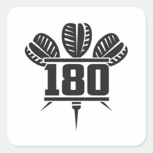 Darts 180 Dart Dartboard Bullseye Arrow Gift Idea Square Sticker