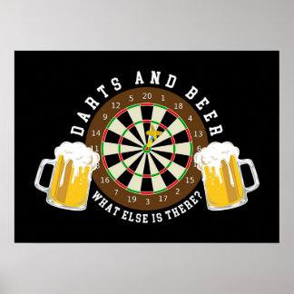 Darts and Beer Dartboard Tournament Sport Fun Poster