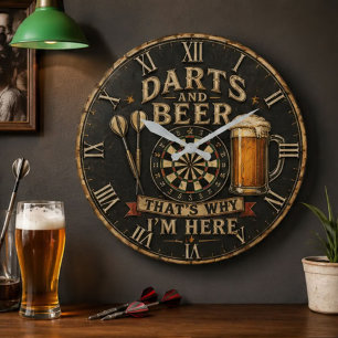 Darts and Beer Large Clock