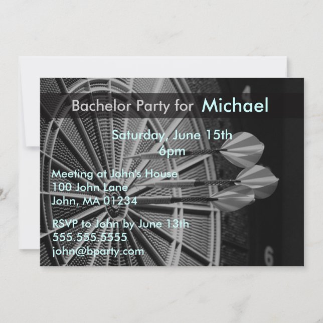 Darts Bachelor Party Invitation Cards (Front)