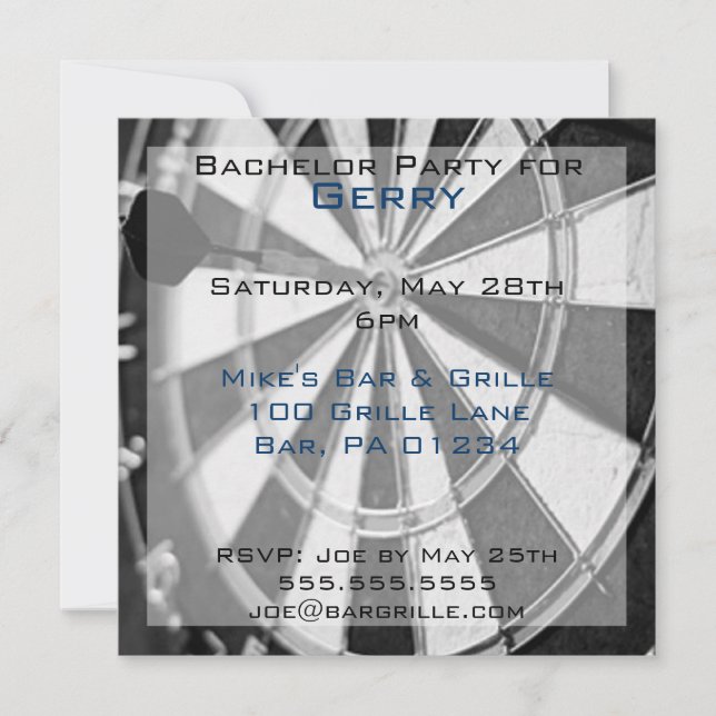 Darts Bachelor Party Invitation Cards (Front)