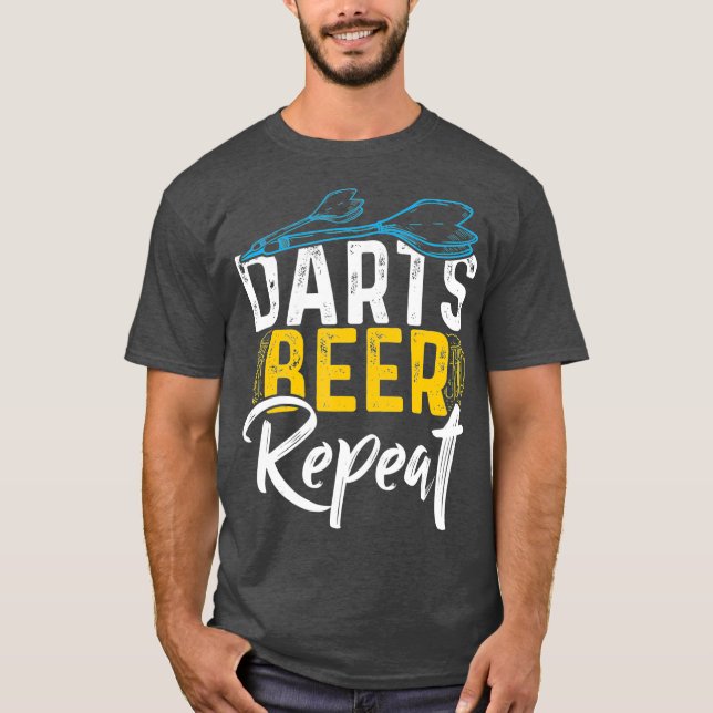 Darts Beer Repeat Funny Dart Player T-Shirt (Front)
