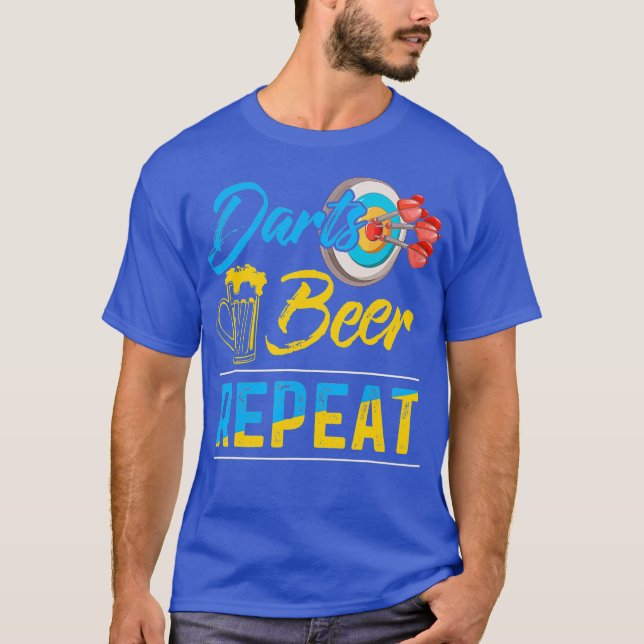 Darts Beer Repeat Funny Dart Player T-Shirt (Front)