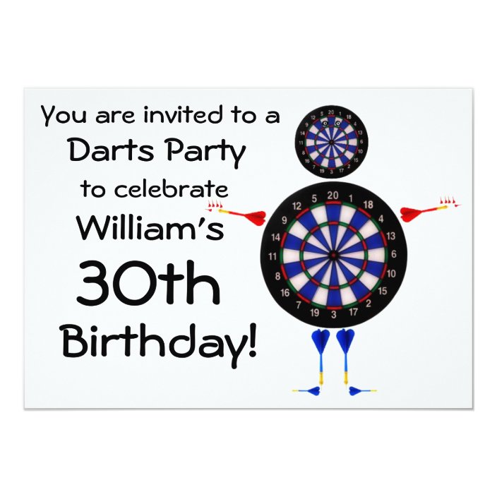 Darts Birthday Party Invitation Zazzle.co.uk