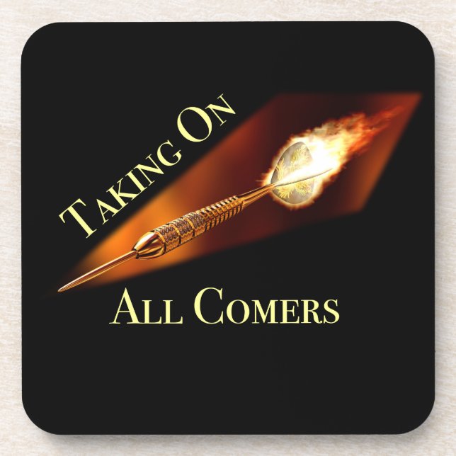 Darts Champion Taking on All Comers Coaster (Front)