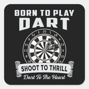 Darts Dart Dartboard Bullseye 180 Arrow Funny Gift Square Sticker