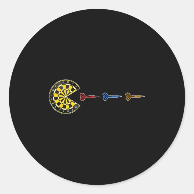 Darts - dart-man  classic round sticker (Front)