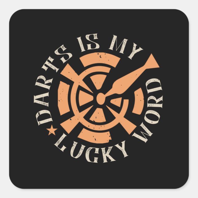Darts - Darts Is My Lucky Word Square Sticker (Front)