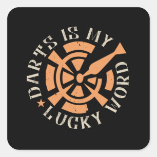 Darts - Darts Is My Lucky Word Square Sticker