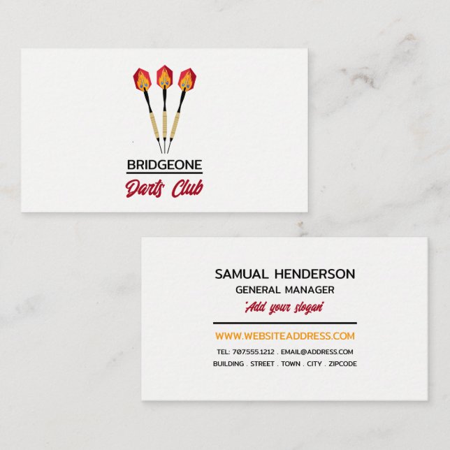 Darts Design, Darts Club Business Card (Front/Back)