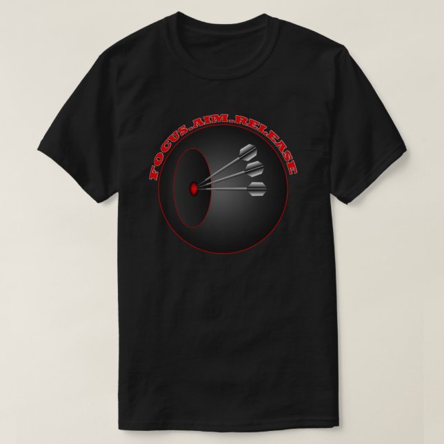 Darts Focus Aim Release Mens Basic Black T-shirt (Design Front)