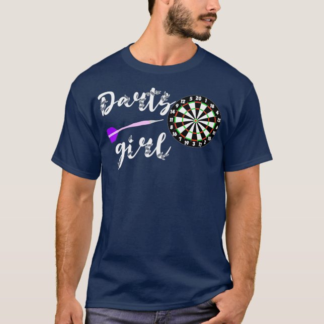 Darts Girl Dart Player Arrow Game Bullseye Board T-Shirt (Front)