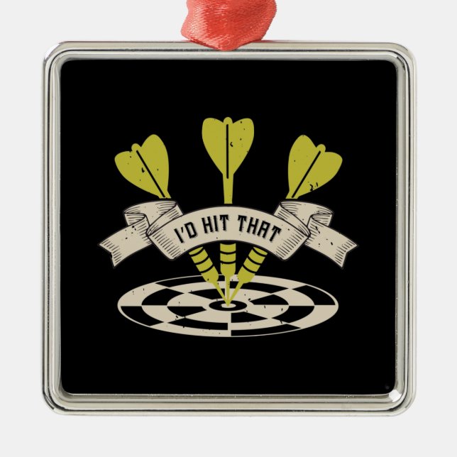 Darts - I'd Hit That Bullseye Metal Tree Decoration (Front)