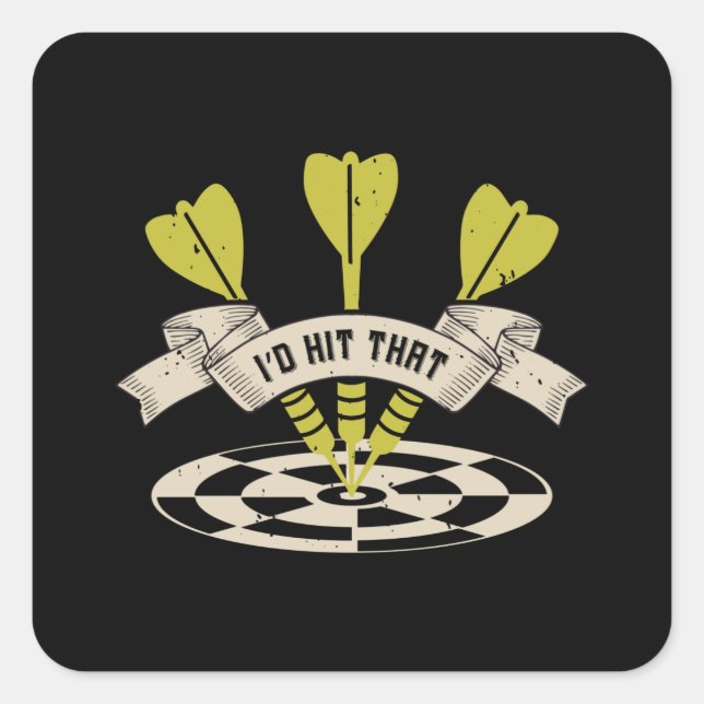 Darts - I'd Hit That Bullseye Square Sticker (Front)