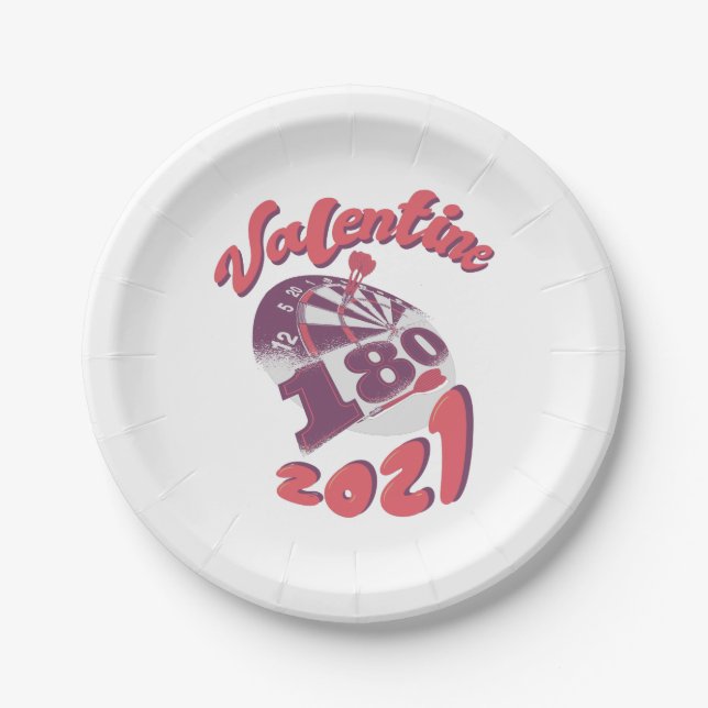 Darts is my Valentine 2021 Paper Plate (Front)