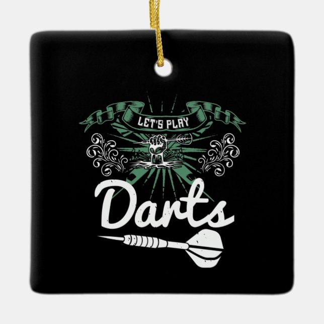 Darts - Let's Play Darts Ceramic Ornament (Front)