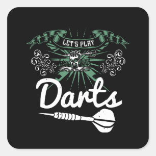 Darts - Let's Play Darts Square Sticker