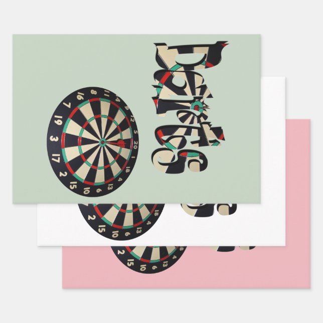 Darts Logo And Dartboard, Wrapping Paper Sheet (Set)