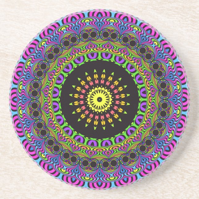 Darts Mandala - neon 2 Coaster (Front)