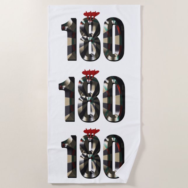 Darts Perfect Score 180,  Beach Towel (Front)