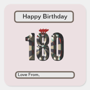 Darts Perfect Score 180, Birthday Square Sticker