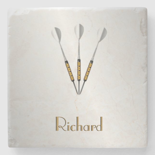 Darts Personalised / Monogram Stone Coaster (Front)