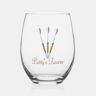 Darts Personalised Stemless Wine Glass