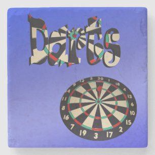Darts Picture Logo With A Dartboard, Stone Coaster